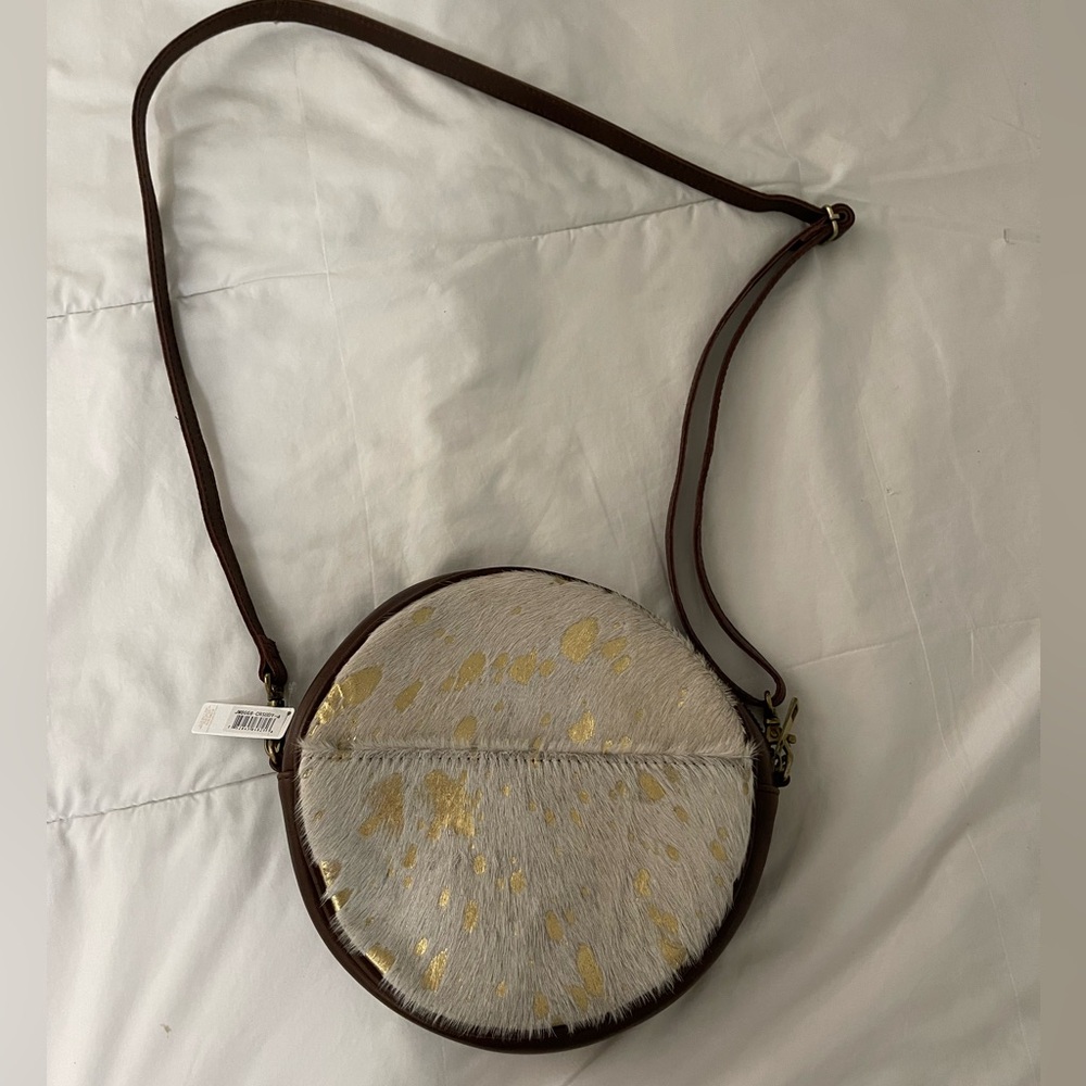 Genuine leather round crossbody bag